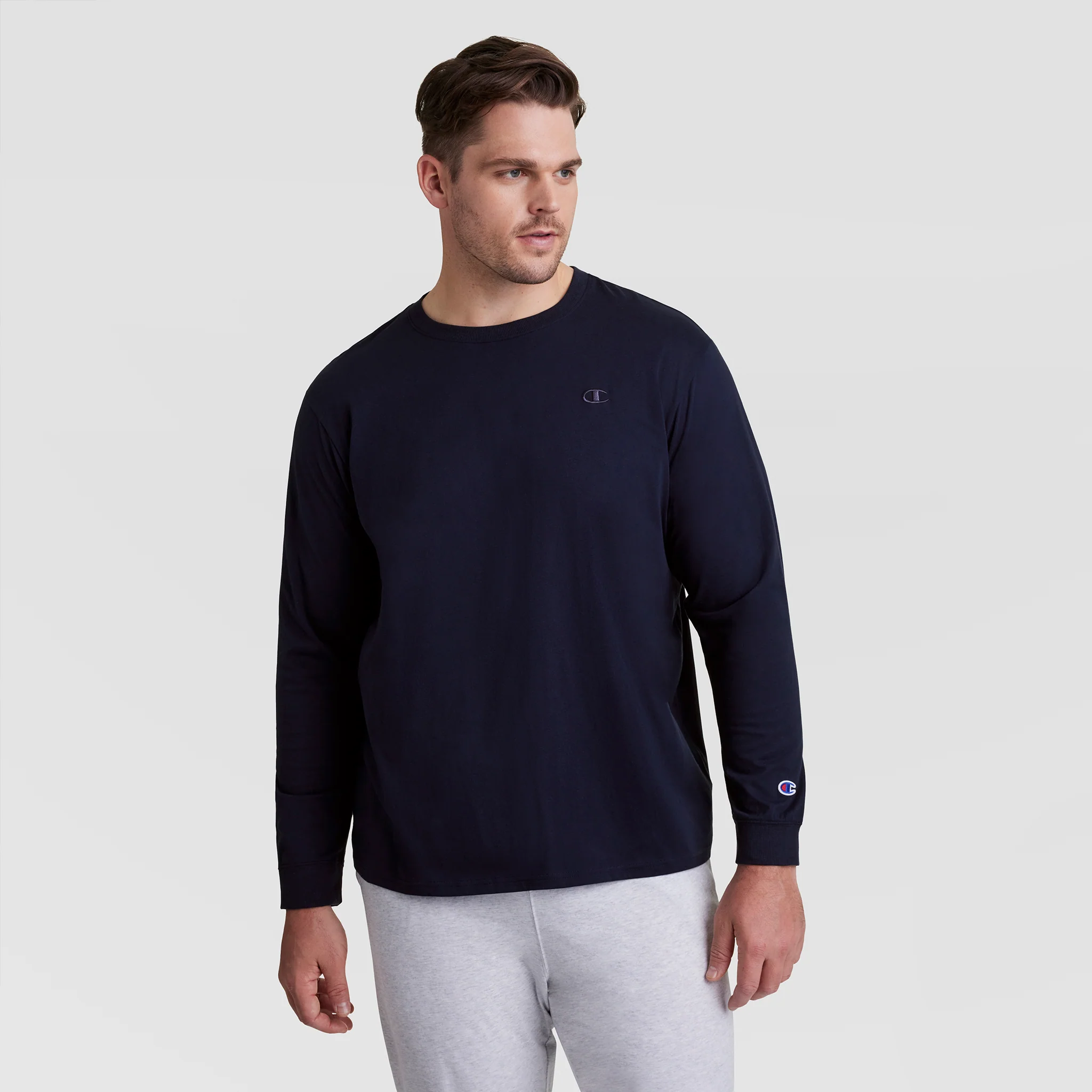 Image of Classic Long Sleeve T-Shirt, Embroidered C Logo - Big & Tall