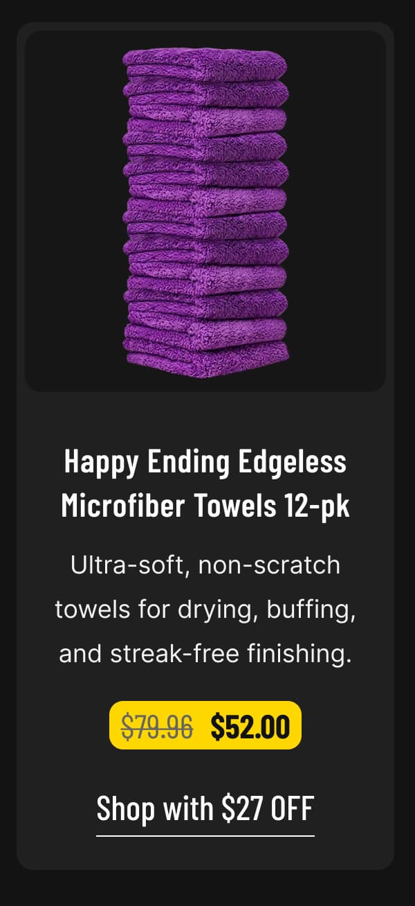 Happy Ending Edgeless Microfiber Towels, 16"x16" 12-Pack