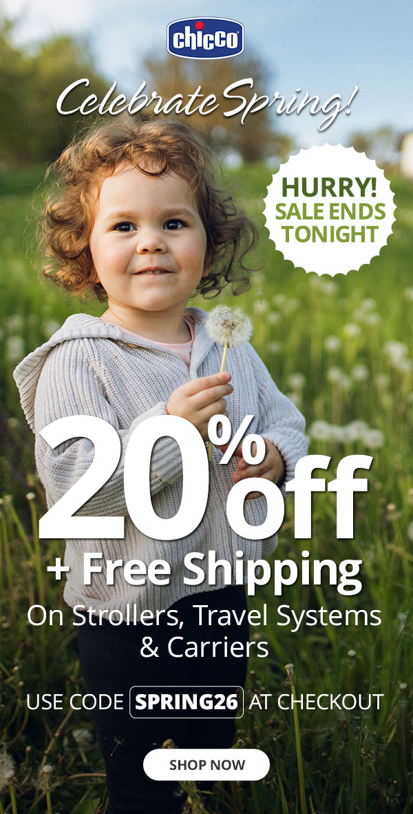 Ends Tonight! 20% Off + Free Shipping on Strollers, Travel Systems, & Carriers