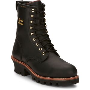 Paladin 8" Waterproof Insulated Steel Toe Logger in black.