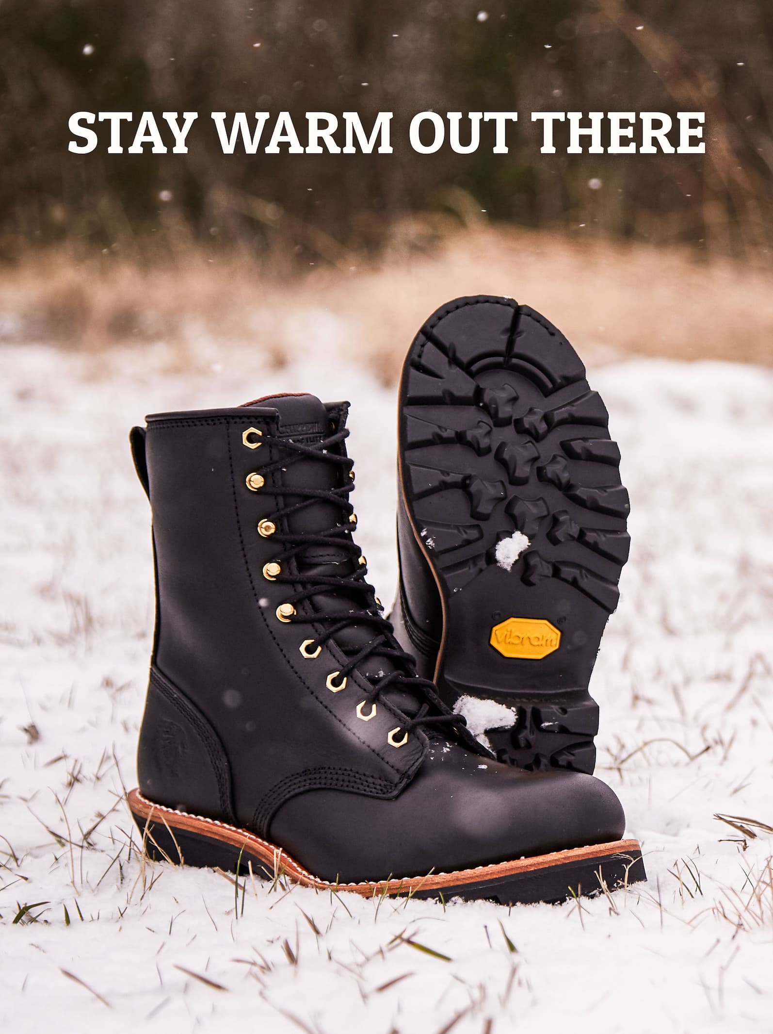 Stay Warm Out There. Super Logger 9" Waterproof Insulated Steel Toe in black.