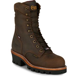 Super Logger 9" Waterproof Steel Toe in aged bark (brown)