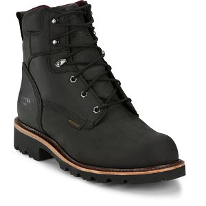 Super Dna 6" Waterproof Steel Toe Lace-Up in charcoal black.