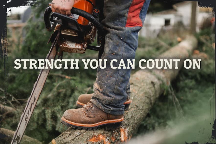 Strength You Can Count On. Super Logger 9" Waterproof Steel Toe in brown.