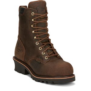Valdor 8" Waterproof Comp Toe Insulated Logger in Buff Crazy Horse (Brown)