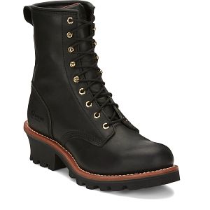 Baldor 8" Steel Toe Logger in black.