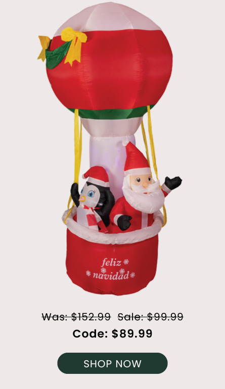8' Inflatable Feliz Navidad Hot Air Balloon
