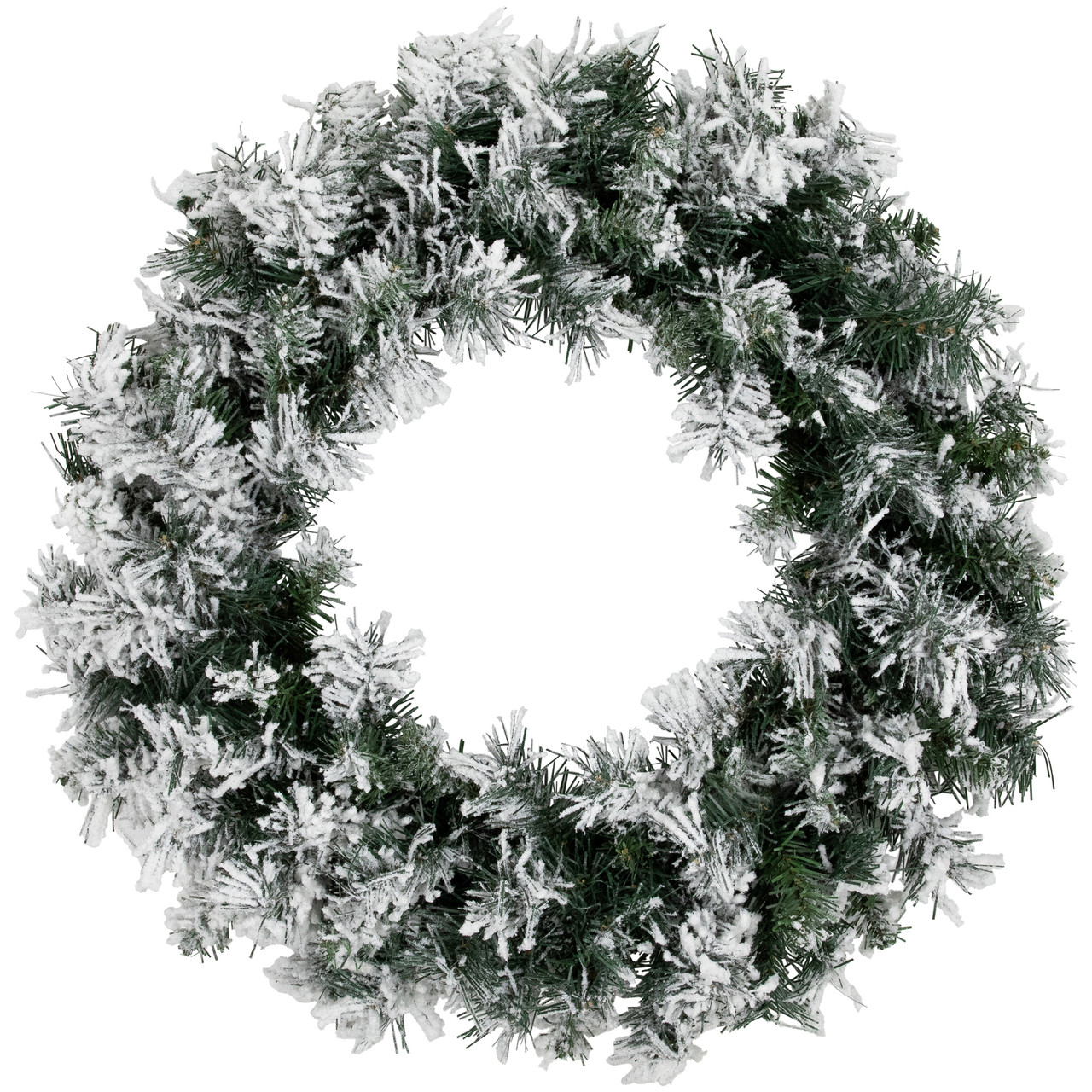 Image of Flocked Pine Artificial Christmas Wreath - 24
