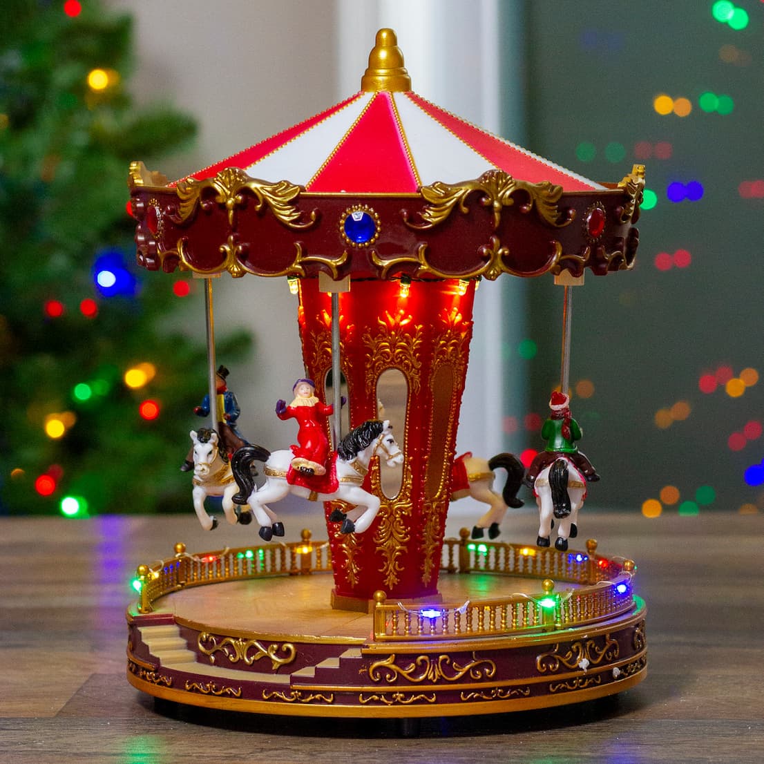 Lighted and Animated Christmas Carousel