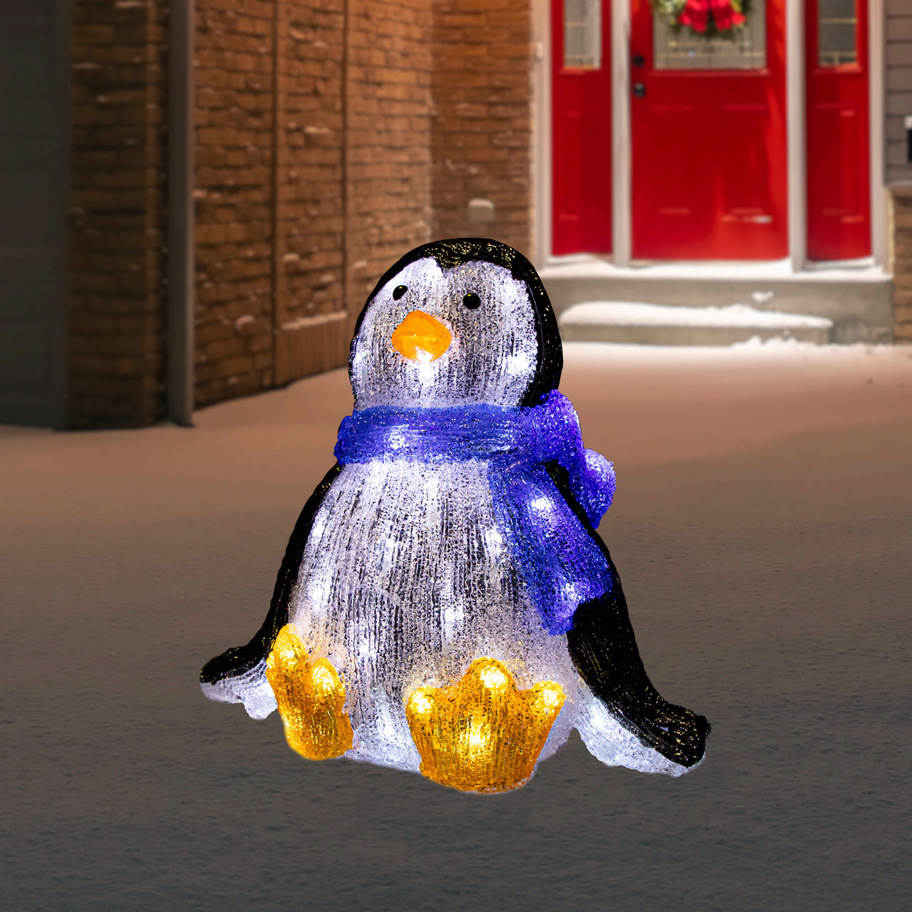 Image of LED Lighted Commercial Grade Acrylic Baby Penguin Outdoor Christmas Decoration - 12