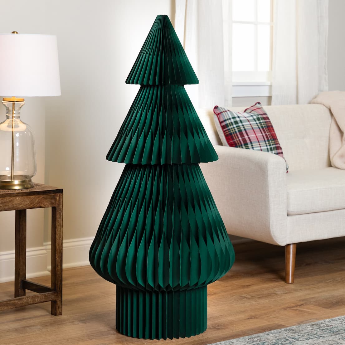 4' Dark Green Paper Floor Tree
