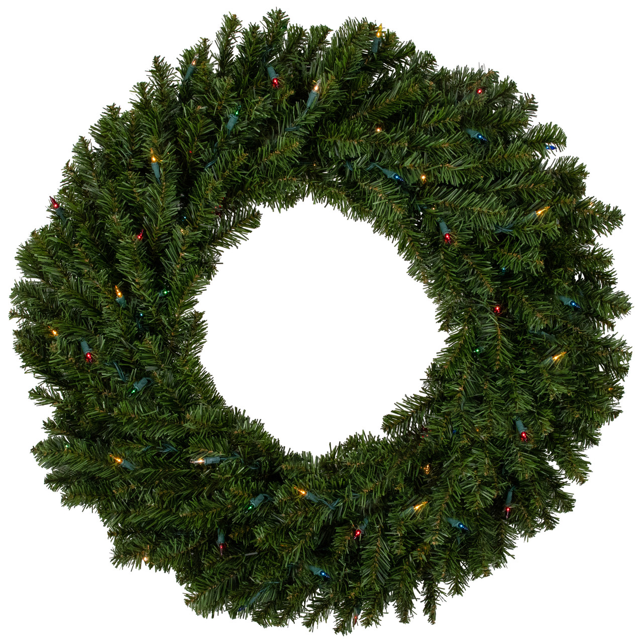 Image of Pre-Lit Canadian Pine Artificial Christmas Wreath - 30