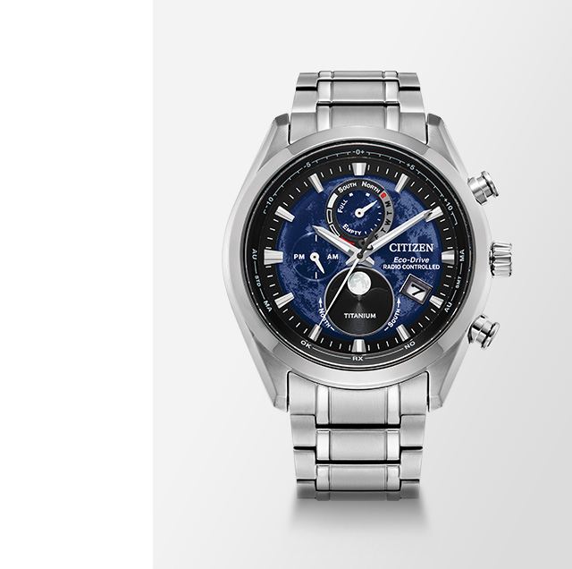 Tsuki-Yomi A-T Blue Dial Super Titanium Bracelet BY1010-57L