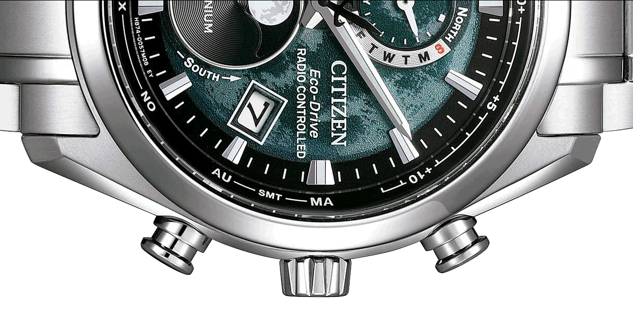 Tsuki-Yomi A-T Green Dial Super Titanium Bracelet BY1010-57X
