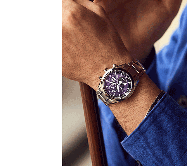Tsuki-yomi A-T Purple Dial Super Titanium Bracelet BY1010-81Z