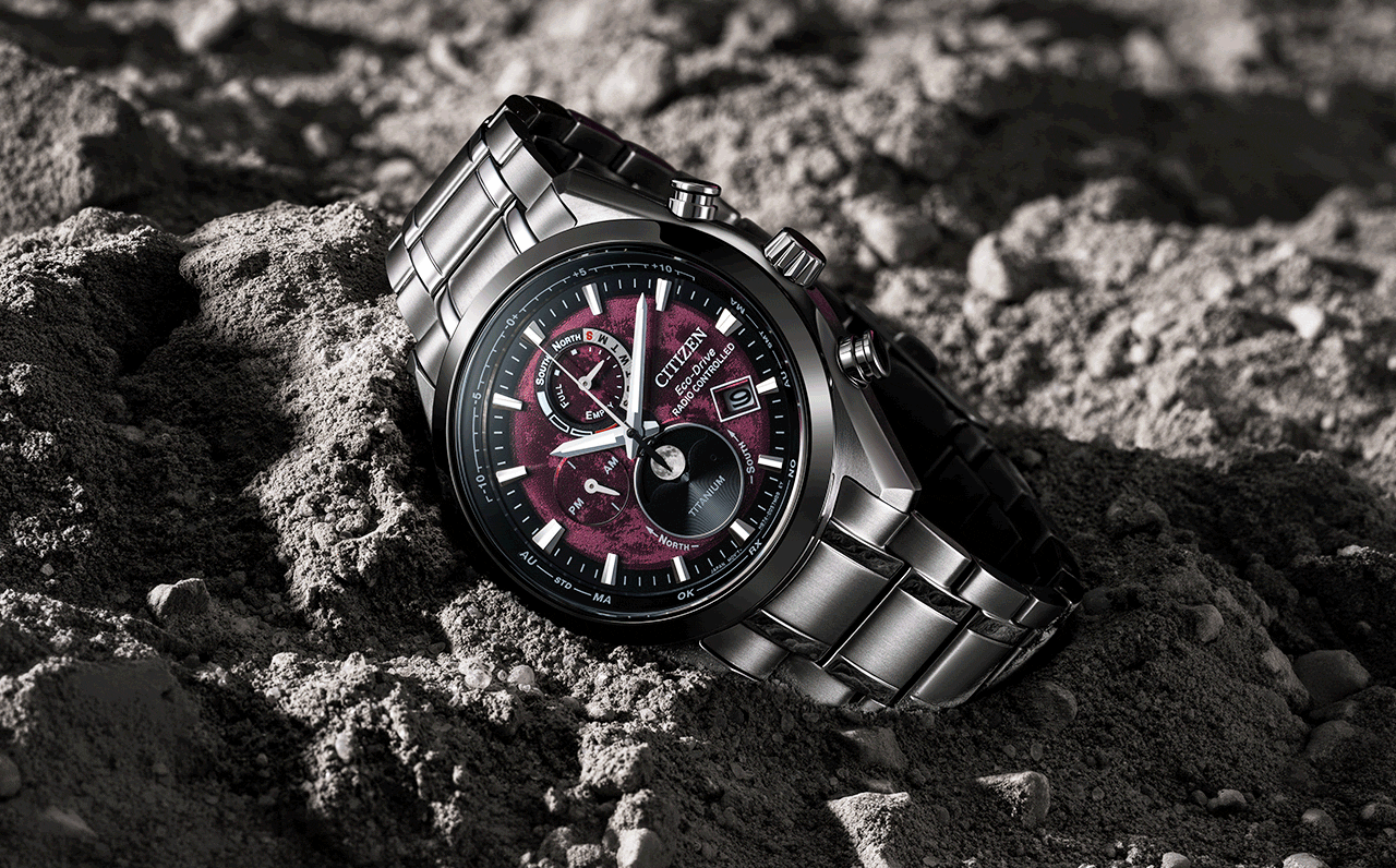 Tsuki-yomi A-T Red Dial Super Titanium Bracelet BY1018-55X