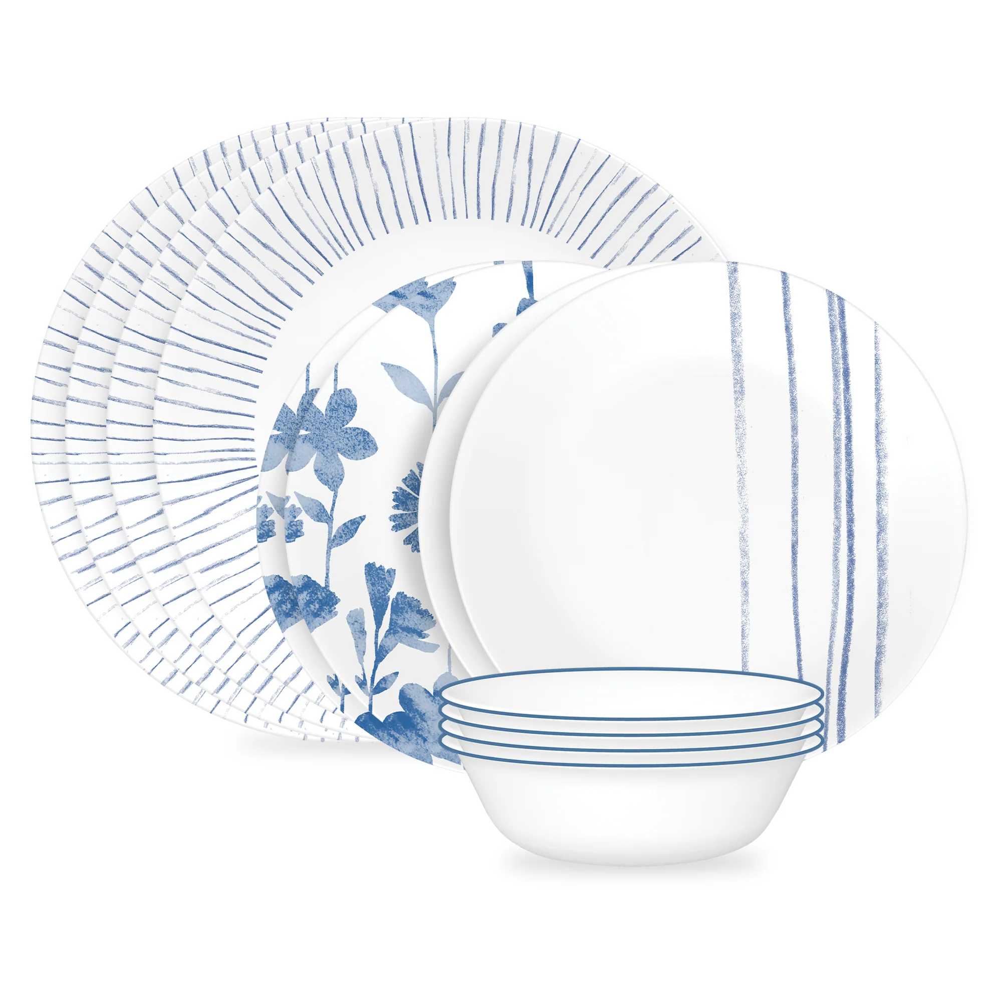 Image of Corelle® Botanical Stripes 12-piece Dinnerware Set, Service for 4