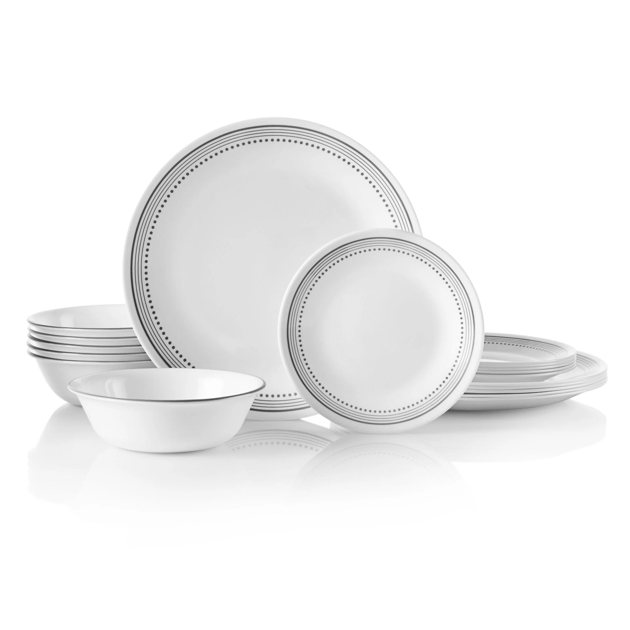 Image of Corelle® Mystic Gray 18-piece Mugless Dinnerware Set, Service for 6