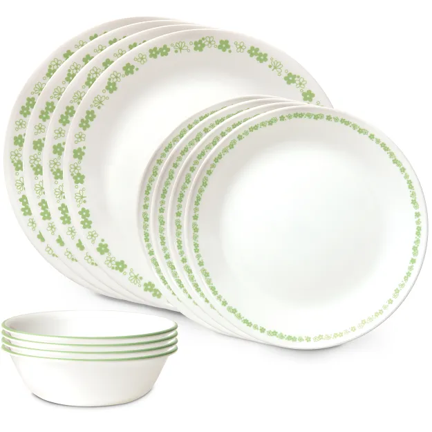 Image of Corelle® Spring Blossom Green 12-piece Dinnerware Set, Service for 4