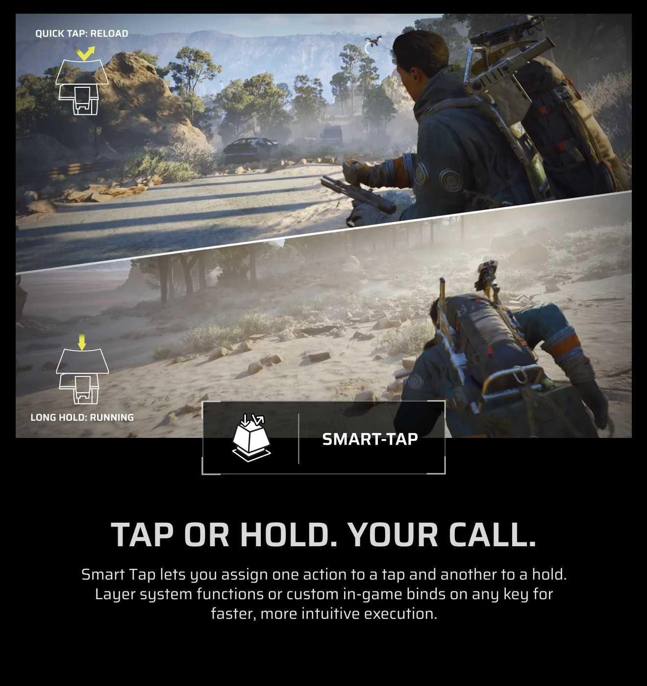 TAP OR HOLD. YOUR CALL.