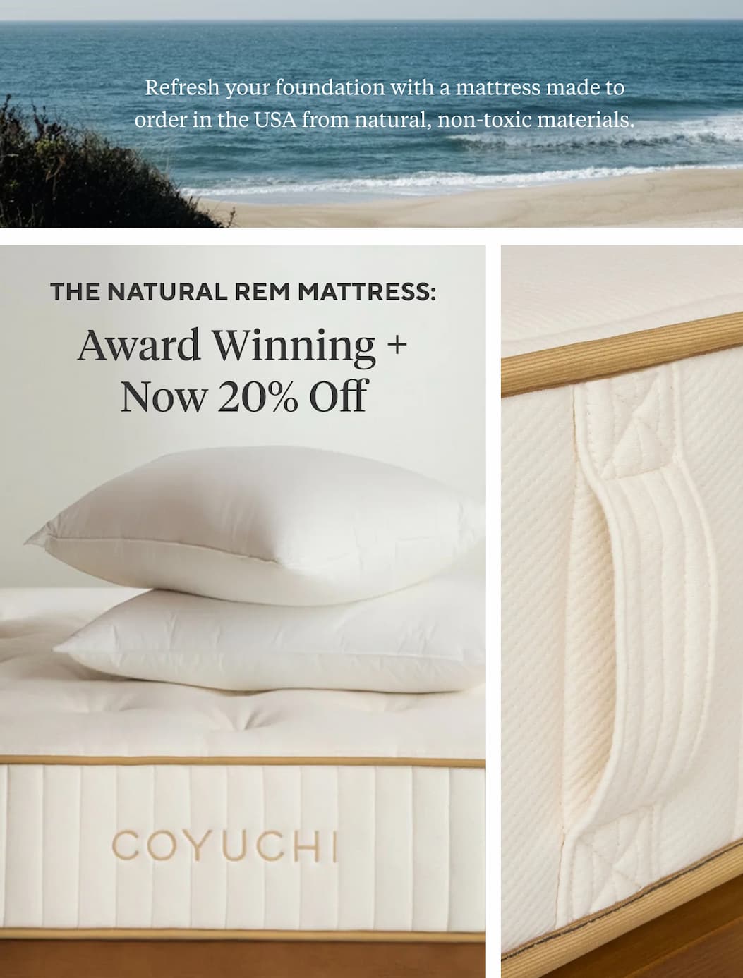 Refresh your foundation with a mattress made to order in the USA from natural, non-toxic materials.