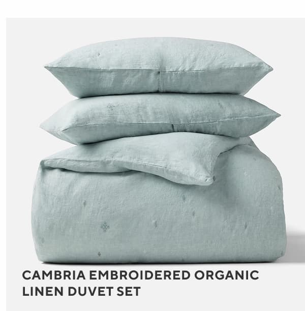 Cambria Embroidered Organic Linen Duvet Set