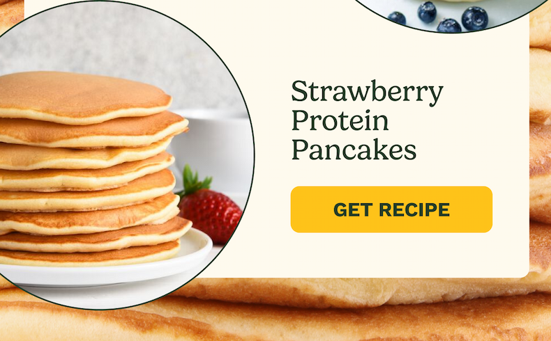 Strawberry Protein Pancakes Get Recipe