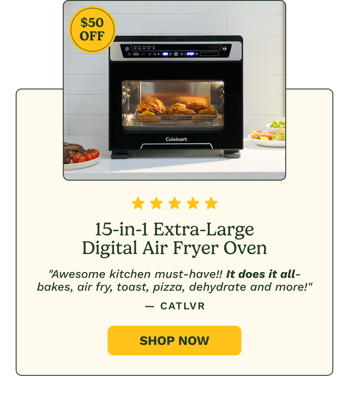15-in-1 Extra-Large Digital Air Fryer Oven $50 Off | SHOP NOW