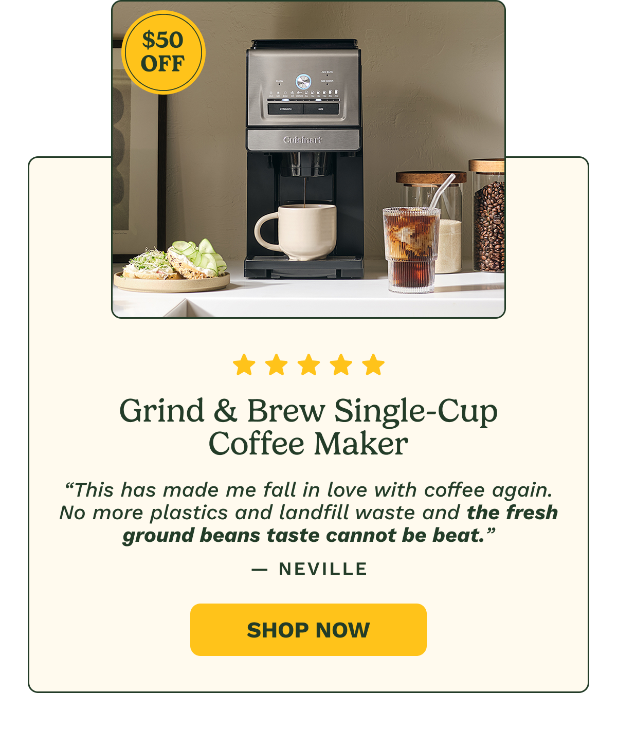 Grind & Brew Single-Cup Coffee Maker $50 Off | SHOP NOW