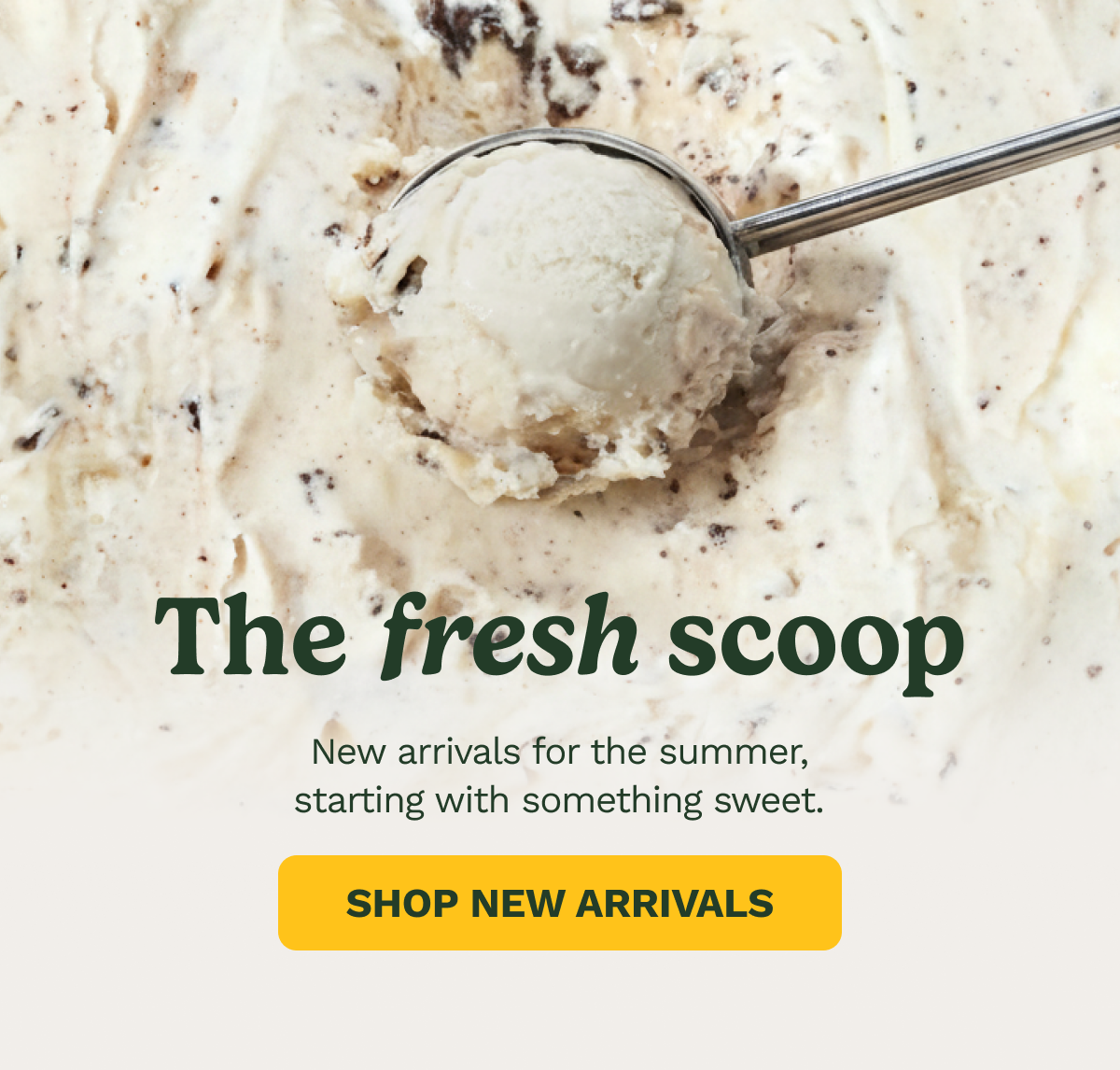 The fresh scoop. New arrivals for the summer, starting with something sweet. SHOP NEW ARRIVALS.