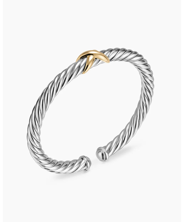 Cable Flex® X Bracelet Sterling Silver with 14K Yellow Gold, 6mm