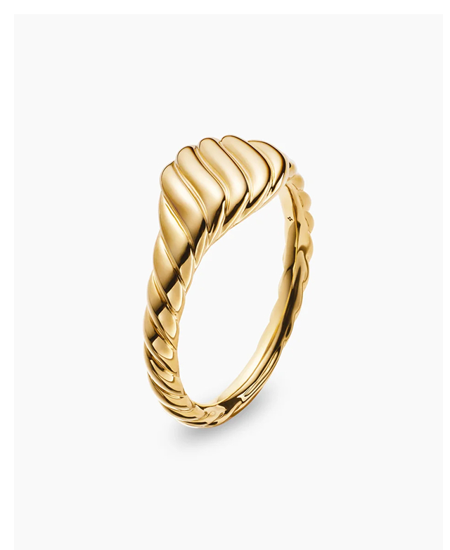 Sculpted Cable Micro Pinky Ring 18K Yellow Gold, 7mm