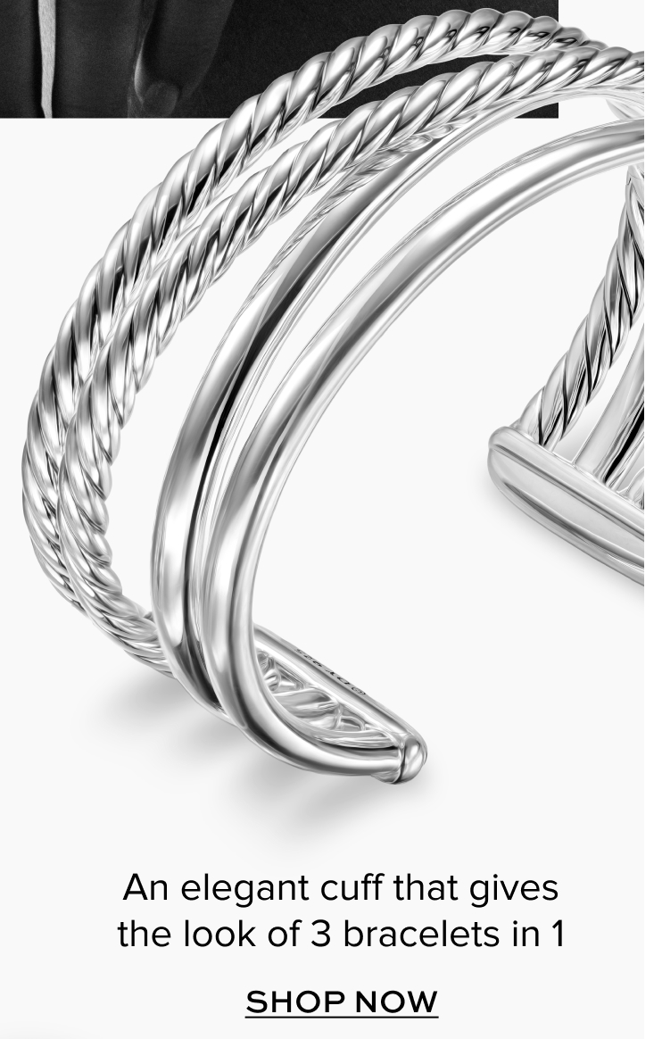 An elegant cuff that gives the look of 3 bracelets in 1. Shop Now
