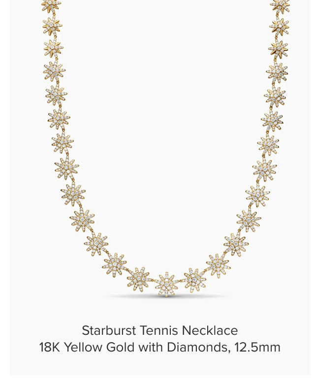 Starburst Tennis Necklace, 18K Yellow Gold with Diamonds, 12.5mm