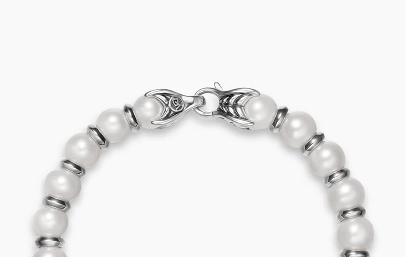 Spiritual Beads Bracelet Sterling Silver with Pearls, 8mm