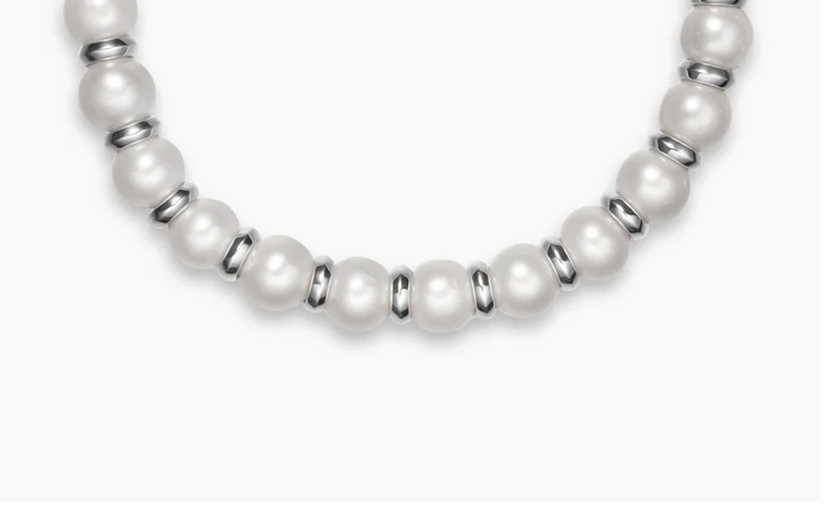 Spiritual Beads Bracelet Sterling Silver with Pearls, 8mm