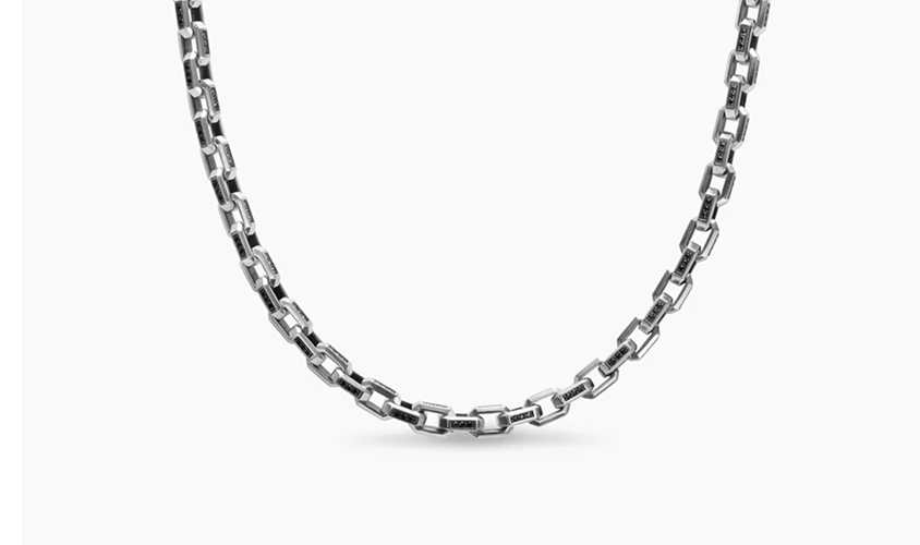 Streamline® Link Necklace Sterling Silver with Black Diamonds, 5.5mm