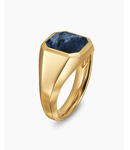 Streamline® Signet Ring 18K Yellow Gold with Pietersite, 14mm