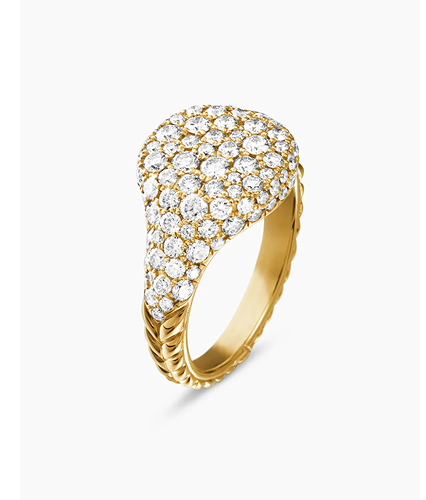 Pavé Pinky Ring 18K Yellow Gold with Diamonds, 10mm