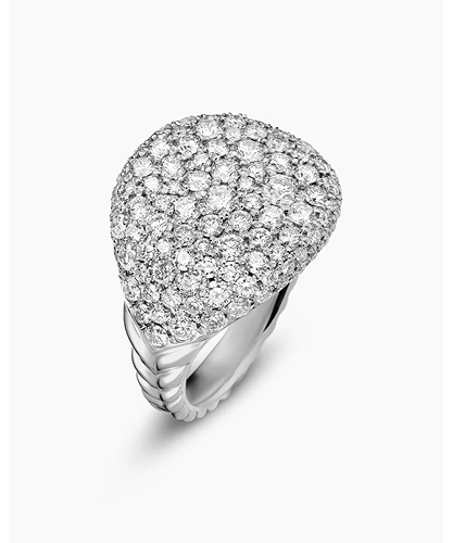 Pavé Pinky Ring 18K White Gold with Diamonds, 13mm