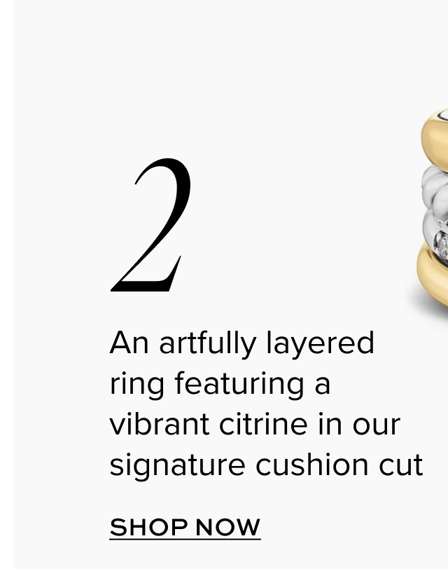An artfully layered ring featuring a vibrant citrine in our signature cushion cut