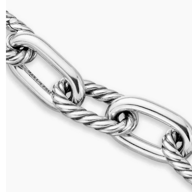 A never-take-off chain link bracelet, sculpted in silver