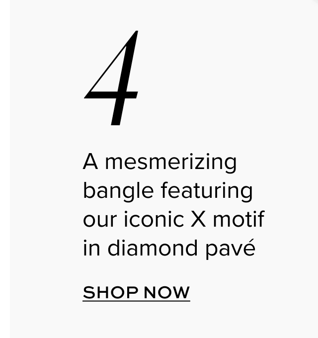 A mesmerizing bangle featuring our iconic X motif in diamond pavé