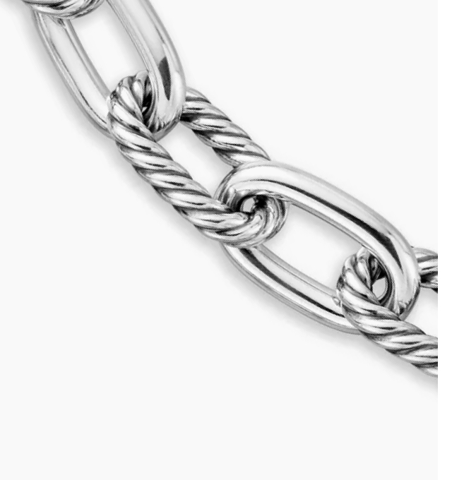 A never-take-off chain link bracelet, sculpted in silver