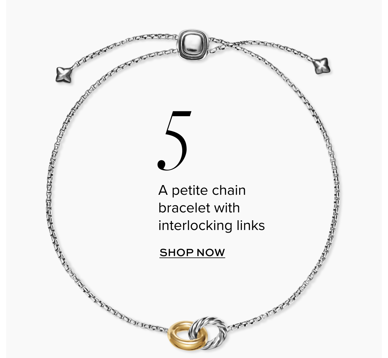 A petite chain bracelet with interlocking links