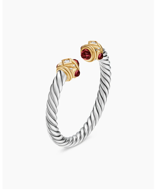 Renaissance® Ring Sterling Silver with 14K Yellow Gold, Rhodolite Garnet and Diamonds, 2.3mm