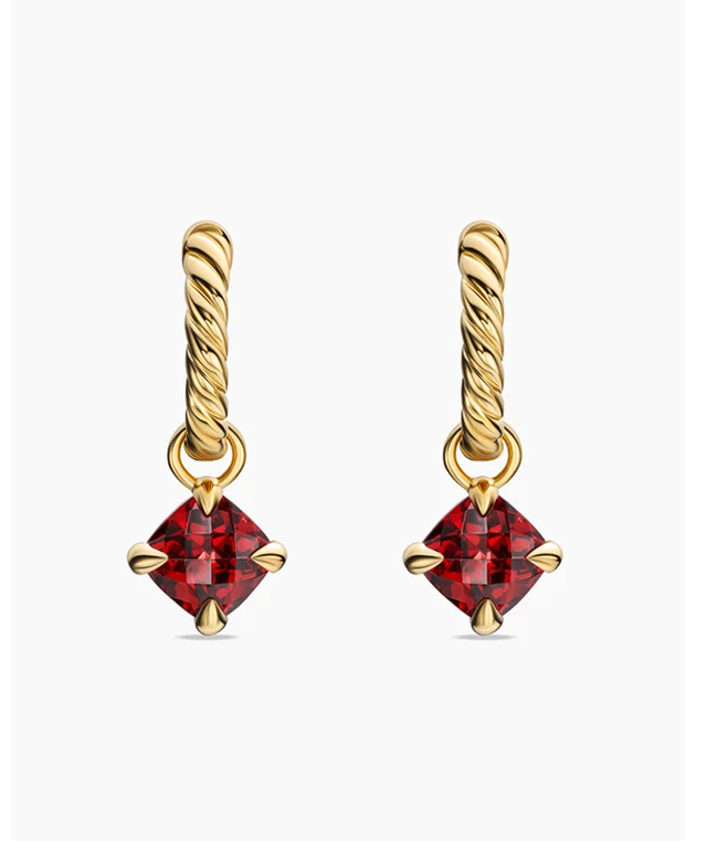 Micro Chatelaine® Drop Earrings 18K Yellow Gold with Garnet, 5mm