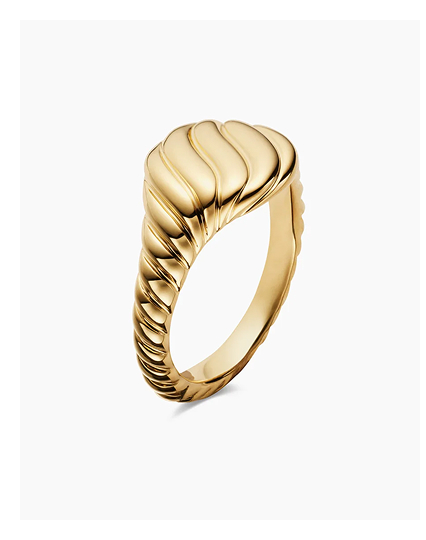 Sculpted Cable Micro Pinky Ring 18K Yellow Gold, 7mm