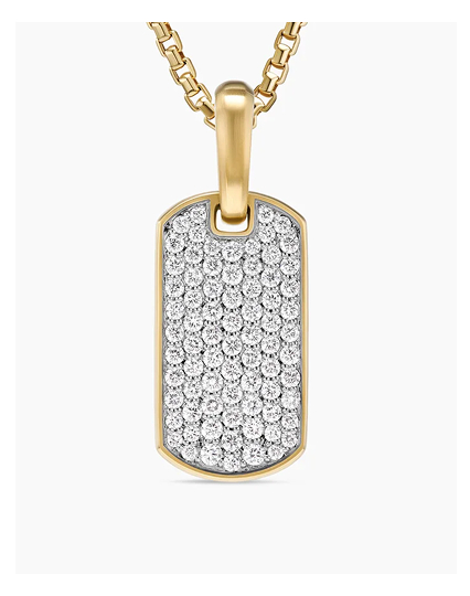 Chevron Tag 18K Yellow Gold with Diamonds, 27mm