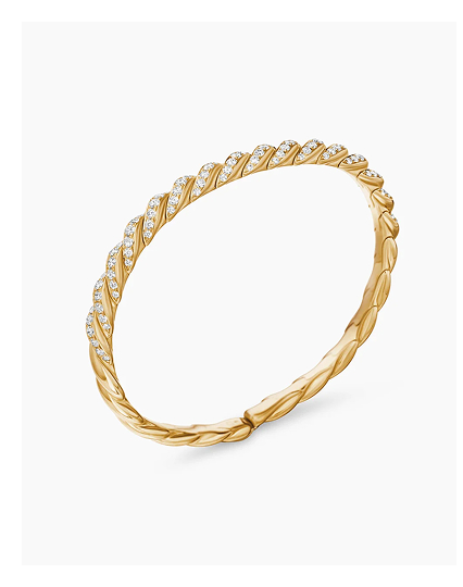 Sculpted Cable Flex Bracelet 18K Yellow Gold with Diamonds, 5mm